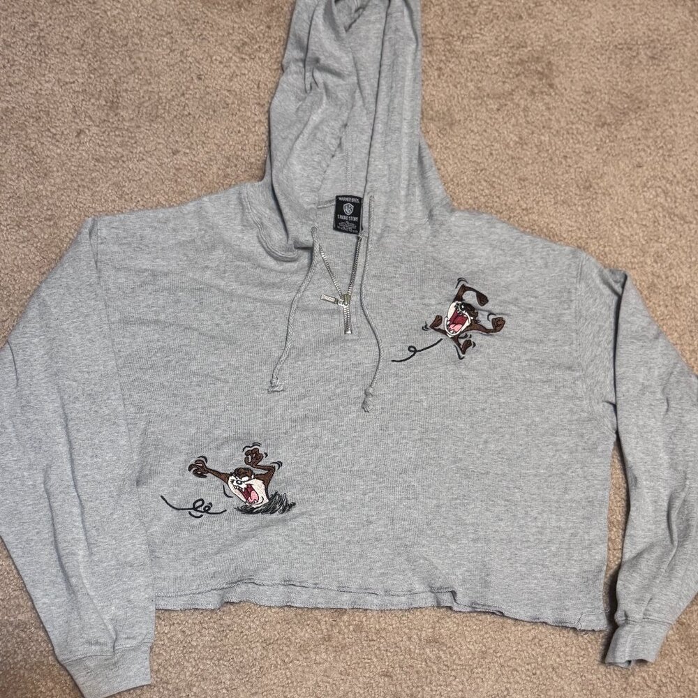 Cropped Sweatshirt-Grey-XL-Looney Toons-Quarter Zip